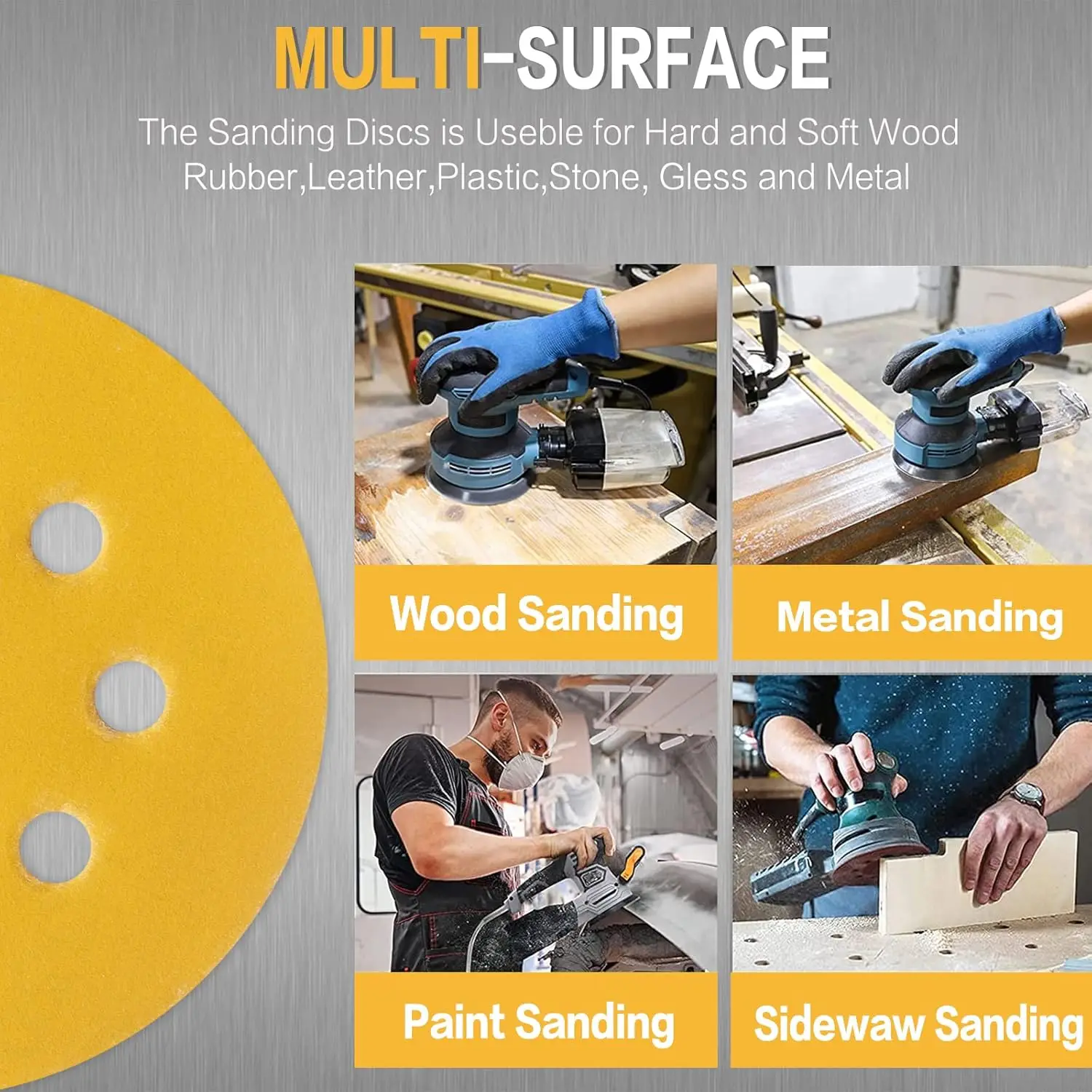 10-100PCS 5 Inch 8 Hole Sandin - Random Orbital Sander 评论和价格