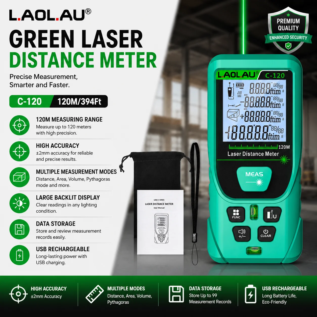 LAOLAU Digital Laser Range Fin - Power Tools Green 评论和价格