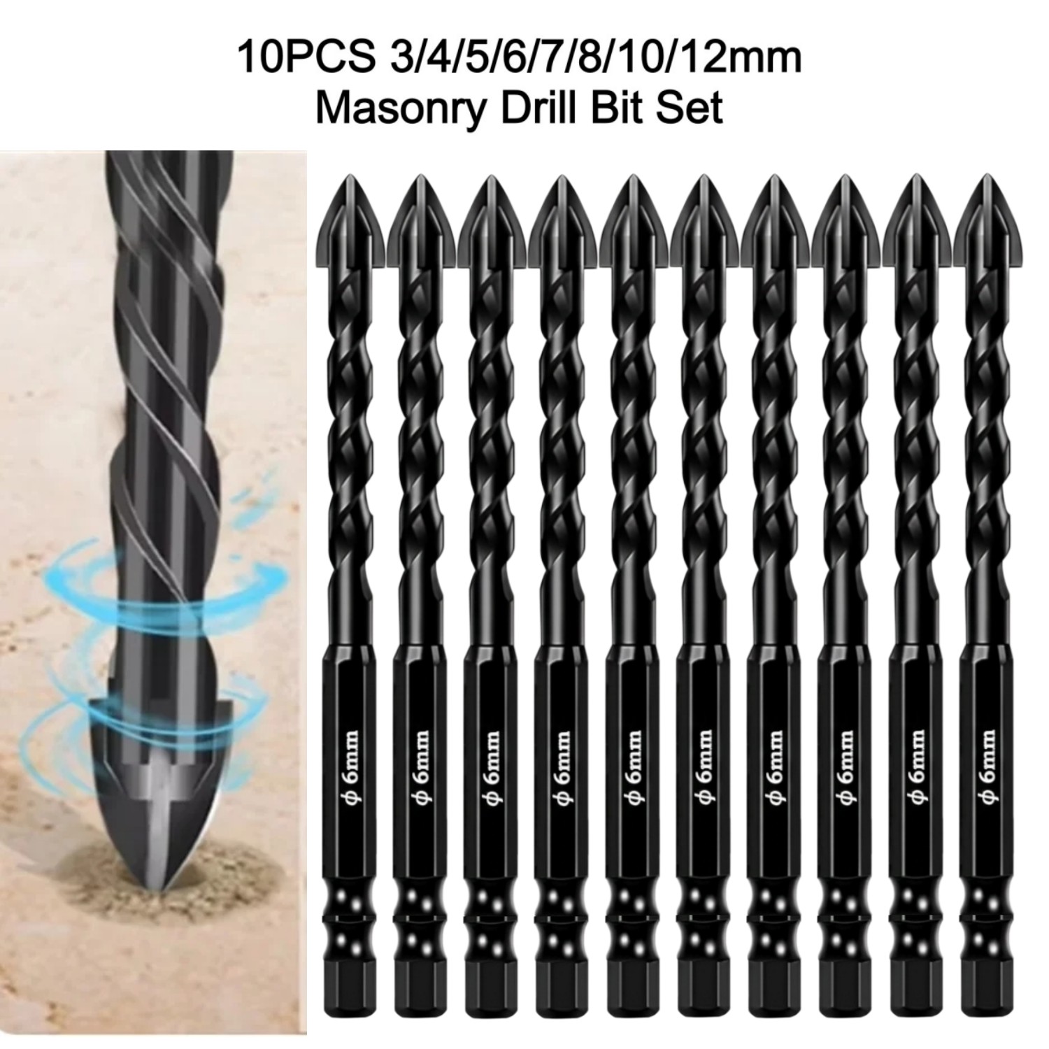 10pcs Cross Hex Drill Bit Set  - Power Tools Kobalt 评论和价格